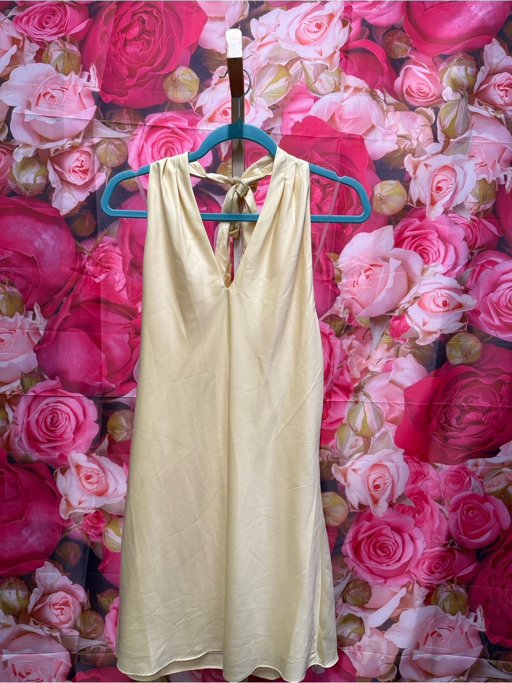 wild fable Cream Halter Mini Dress with Tie Detail